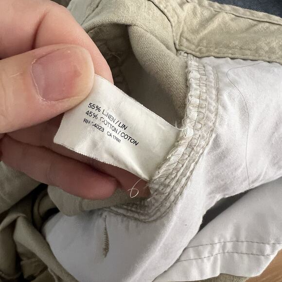 Gap Tan Linen Cotton Pants Mens Size Large Drawstring‎ Beach Resort Lightweight - Picture 9 of 10